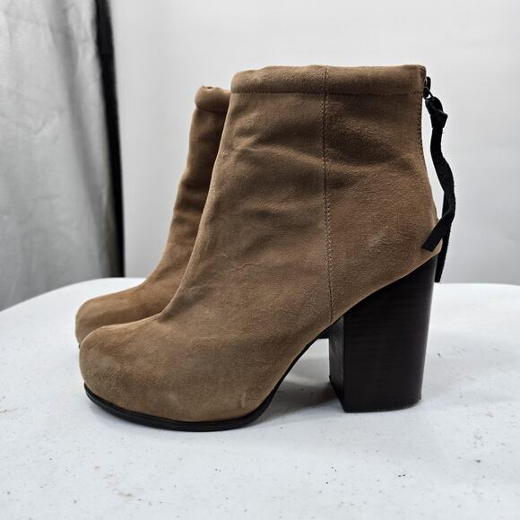 Jeffrey Campbell Boots Womens Size 10 Tan Rumble Suede Block Heel Ankle Booties - Picture 4 of 12